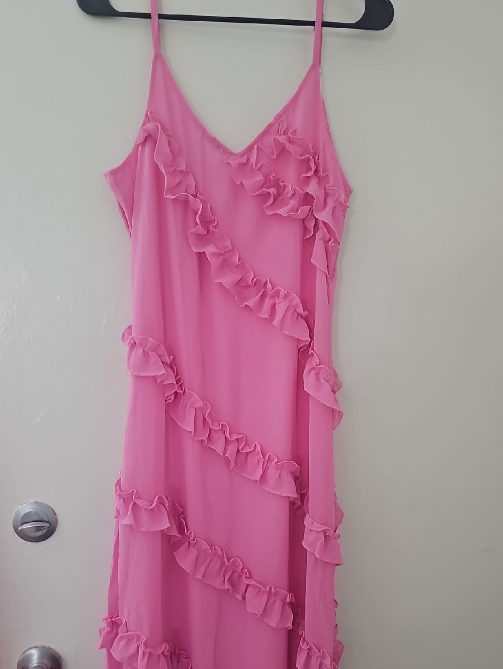 Pink Ruffle Slip Dress - Women's Summer Dress